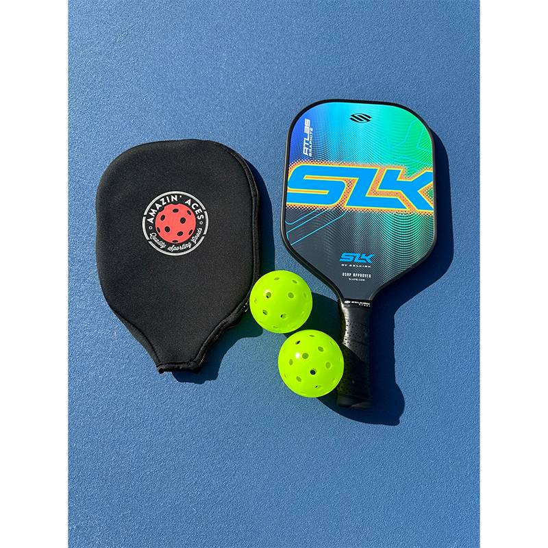 SLK gradient blue green racket+ball set+2 balls